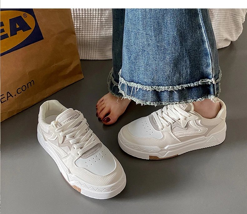 2023 Brand Leather Women's Sneakers White Platform Woman Sports Sneakers Female Vulcanized Shoes Sneakers Casual Ladies Trainers