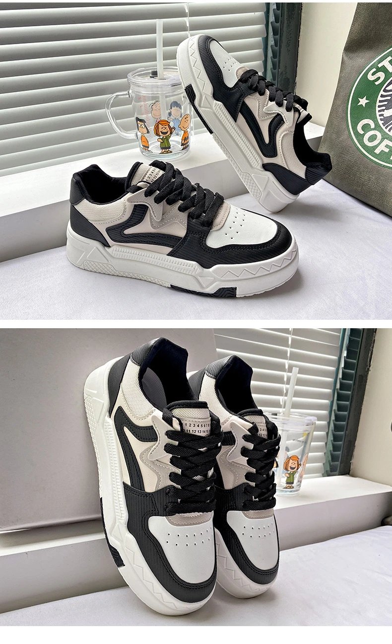 2023 Brand Leather Women's Sneakers White Platform Woman Sports Sneakers Female Vulcanized Shoes Sneakers Casual Ladies Trainers