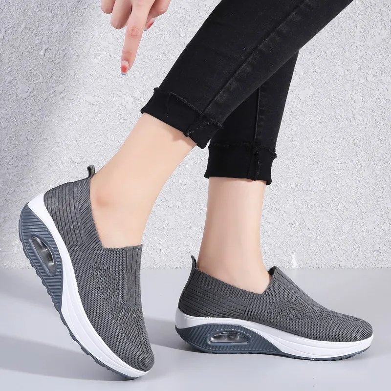 Summer Women Fashion Vulcanized Sneakers Platform Solid Color Flat Ladies Shoes Casual Breathable Wedges Ladies Walking Sneakers