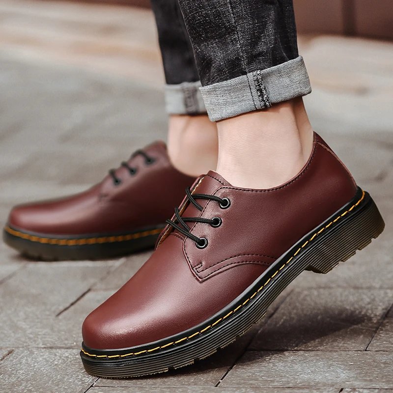 British Style Luxury Outdoor Shoes Brand Thick Bottom Oxford Shoes Lace Up Safety Shoes Beef Tendon Outsole Work Shoes Casual