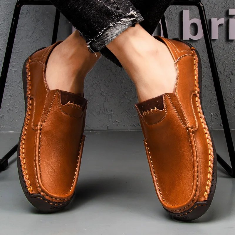 Genuine Leather Men Handmade Casual Shoes Luxury Brand Mens Loafers Breathable Slip on Italian Driving Shoes Chaussure Homme2023