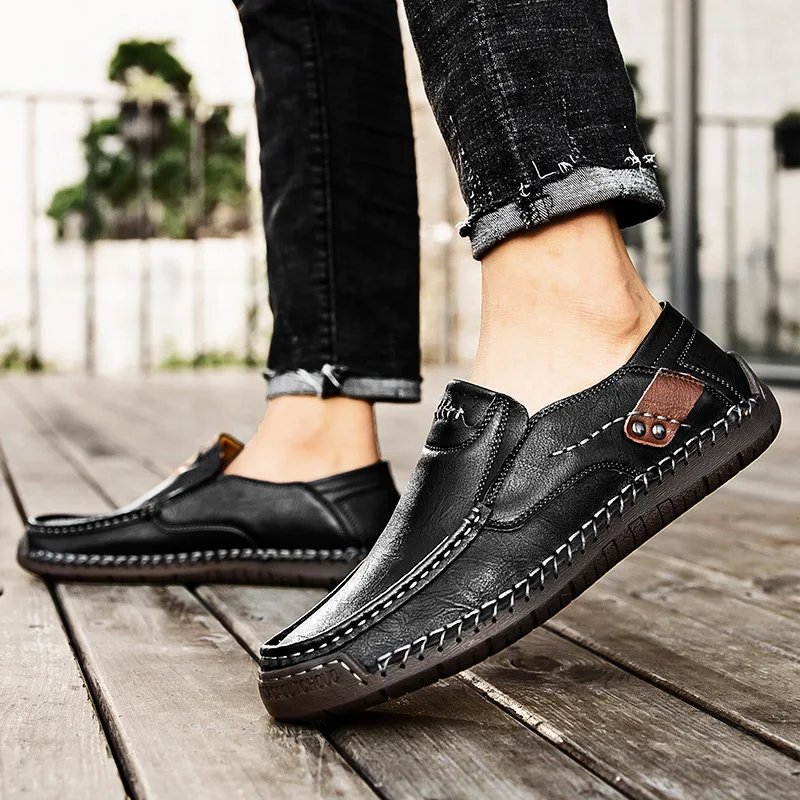 Genuine Leather Men Handmade Casual Shoes Luxury Brand Mens Loafers Breathable Slip on Italian Driving Shoes Chaussure Homme2023