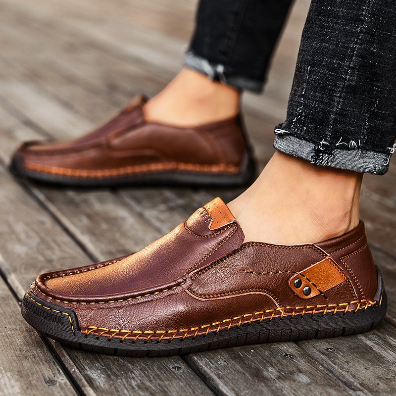 Genuine Leather Men Handmade Casual Shoes Luxury Brand Mens Loafers Breathable Slip on Italian Driving Shoes Chaussure Homme2023