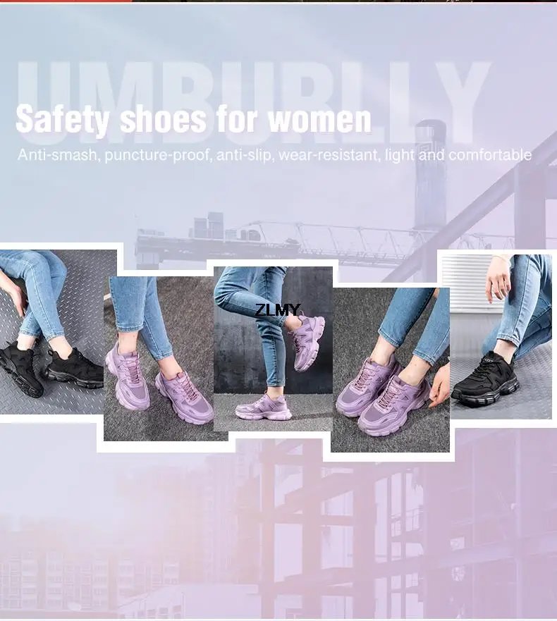 Women Safety Shoes New Steel Toe Work Safety Boots Breathable Working Sneaker Lightweight Sport Work Shoes Woman Boot Industrial