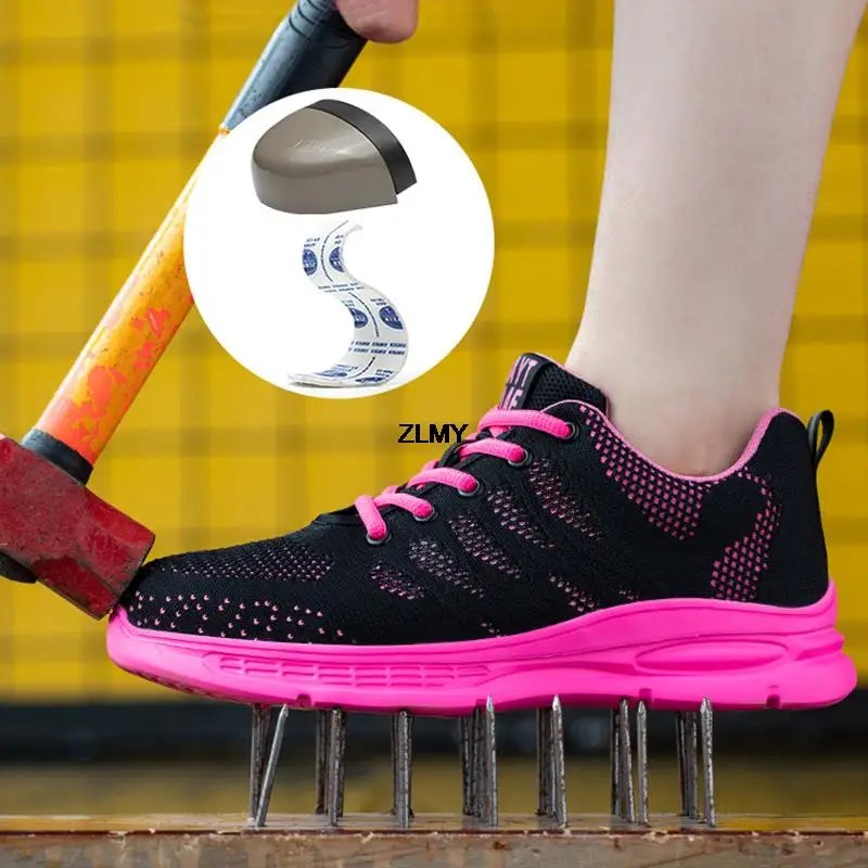 Women Safety Shoes New Steel Toe Work Safety Boots Breathable Working Sneaker Lightweight Sport Work Shoes Woman Boot Industrial