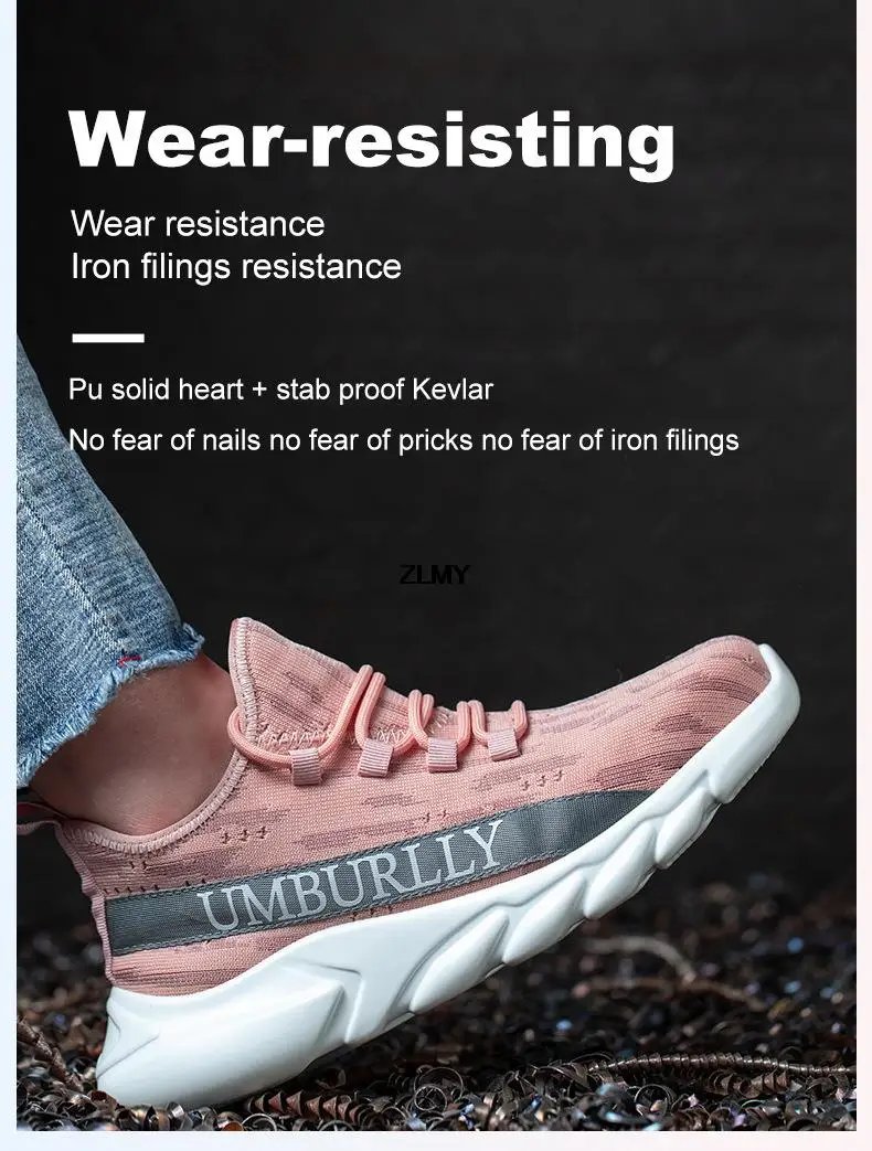 Women Safety Shoes New Steel Toe Work Safety Boots Breathable Working Sneaker Lightweight Sport Work Shoes Woman Boot Industrial