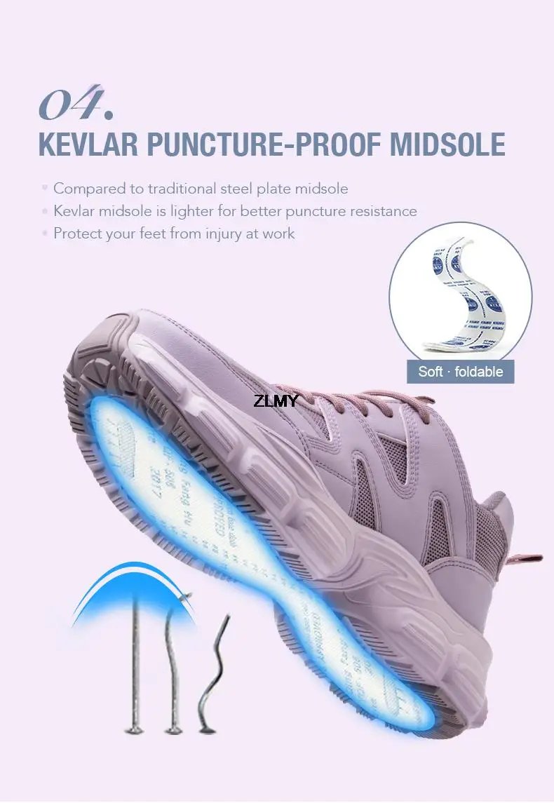 Women Safety Shoes New Steel Toe Work Safety Boots Breathable Working Sneaker Lightweight Sport Work Shoes Woman Boot Industrial