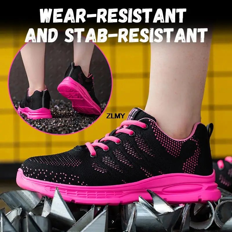 Women Safety Shoes New Steel Toe Work Safety Boots Breathable Working Sneaker Lightweight Sport Work Shoes Woman Boot Industrial