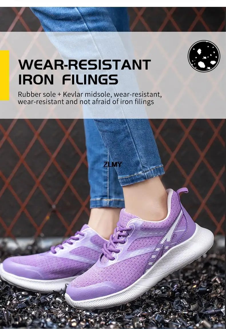Women Safety Shoes New Steel Toe Work Safety Boots Breathable Working Sneaker Lightweight Sport Work Shoes Woman Boot Industrial
