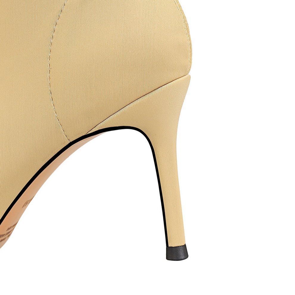 Women 7.5cm 10cm High Heels Silk Sock Boots Green Low Heels Short Ankle Boots Lady Stripper Winter Pointed Toe Satin Sexy Shoes