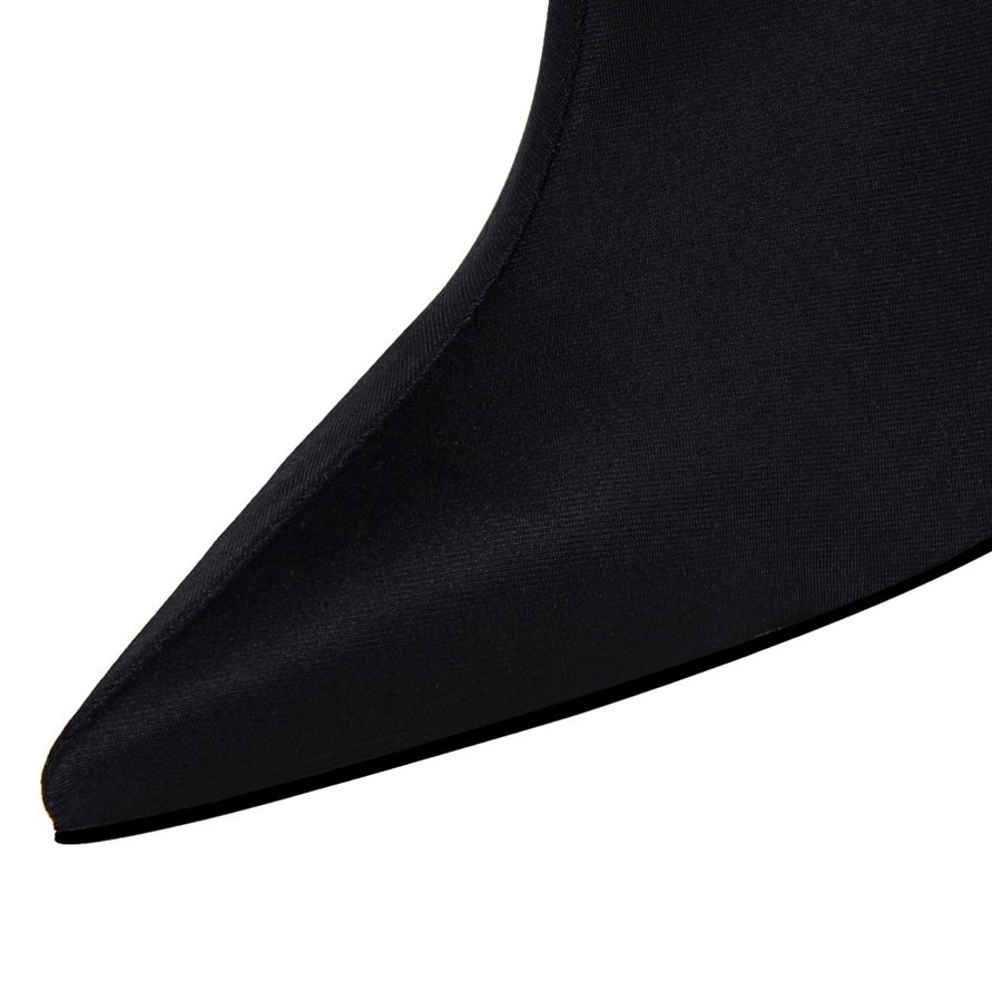 Women 7.5cm 10cm High Heels Silk Sock Boots Green Low Heels Short Ankle Boots Lady Stripper Winter Pointed Toe Satin Sexy Shoes