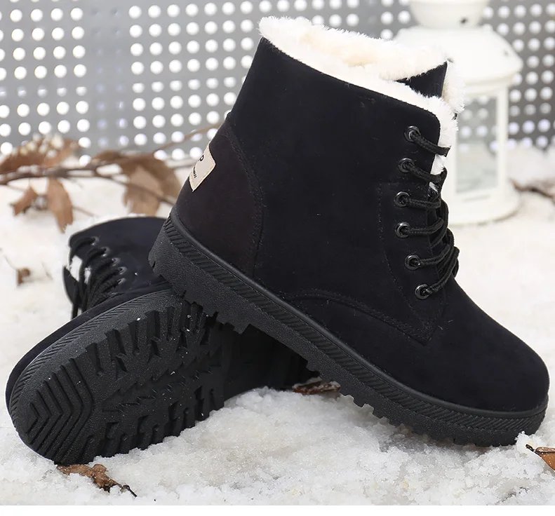 Women Boots Korean Style Women Boots For Winter 2023 Snow Boots Ankle Winter Shoes Women Fur Botas Mujer Low Heels Short Boot