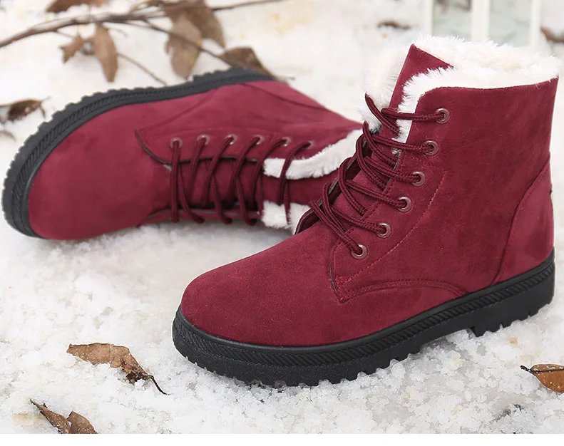 Women Boots Korean Style Women Boots For Winter 2023 Snow Boots Ankle Winter Shoes Women Fur Botas Mujer Low Heels Short Boot