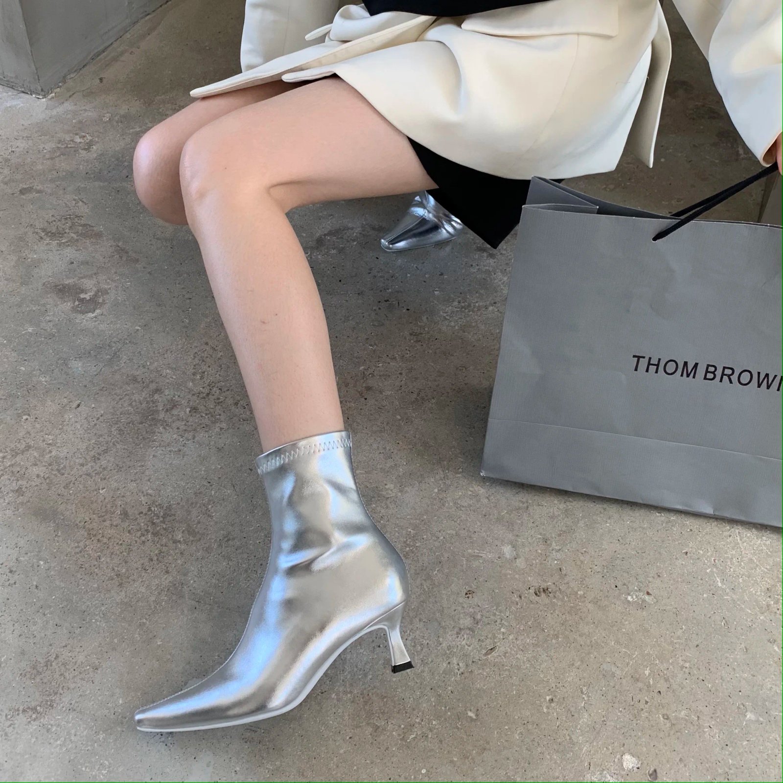 Eilyken Design Ankle Boots Women Fashion Spring Autumn Zipper Square Low Heels Comfortable Soft Leather Short Booties Shoes