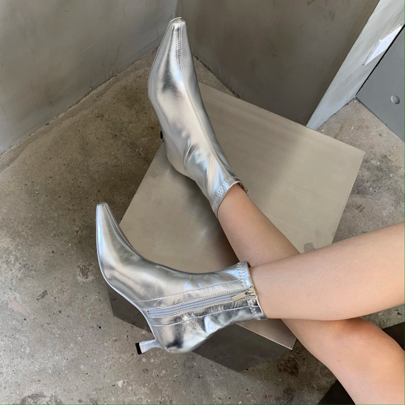 Eilyken Design Ankle Boots Women Fashion Spring Autumn Zipper Square Low Heels Comfortable Soft Leather Short Booties Shoes