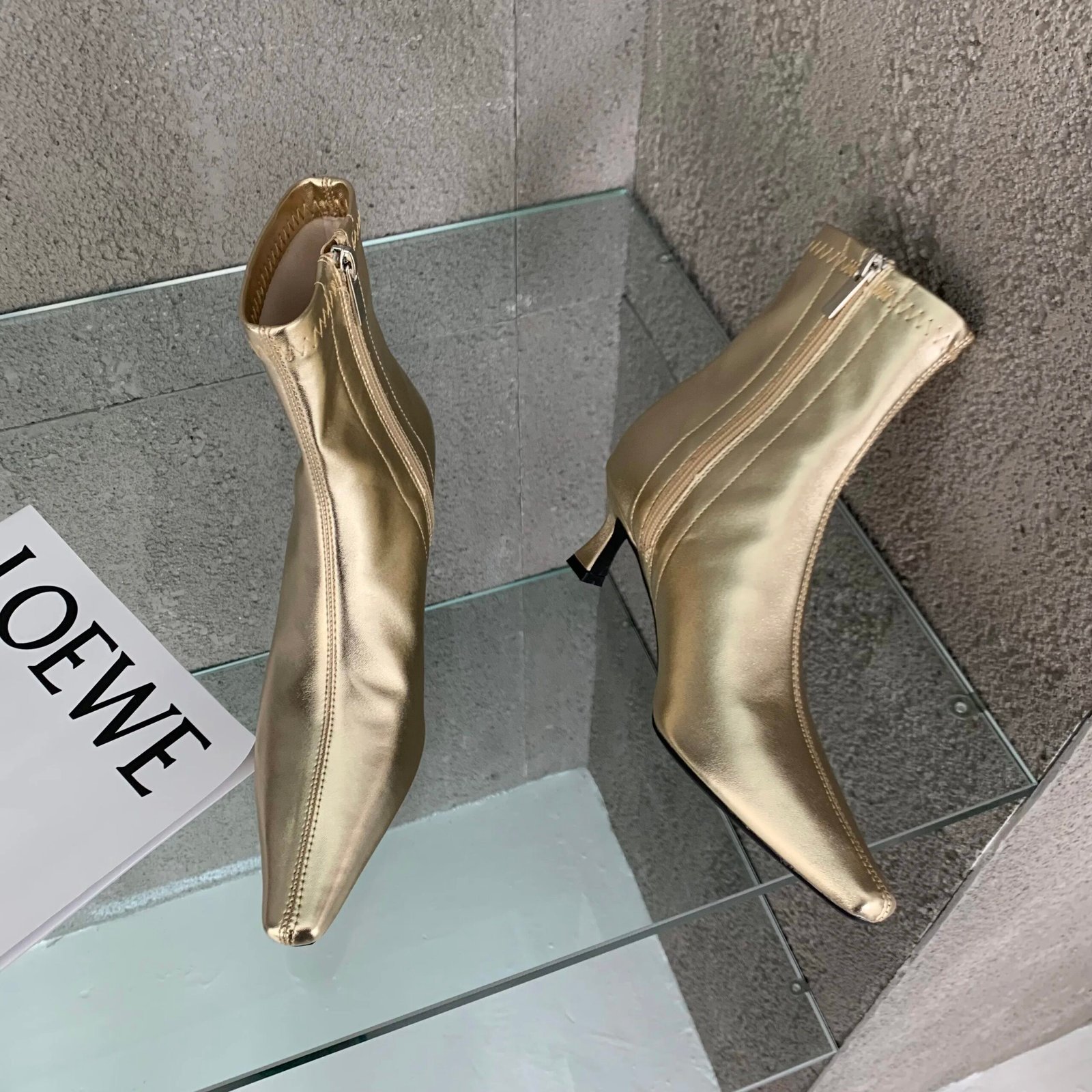 Eilyken Design Ankle Boots Women Fashion Spring Autumn Zipper Square Low Heels Comfortable Soft Leather Short Booties Shoes