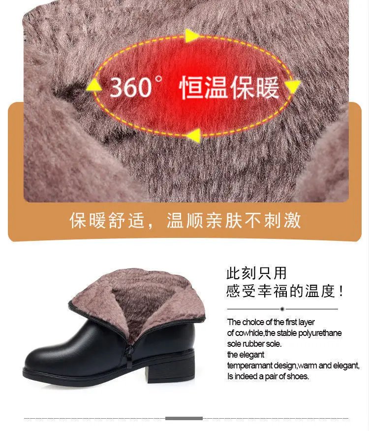 Soft Leather Women's Boots 2024 Spring Winter Thick Wool Lined Genuine Leather Woman Snow Boots Women Shoes Platform Boots