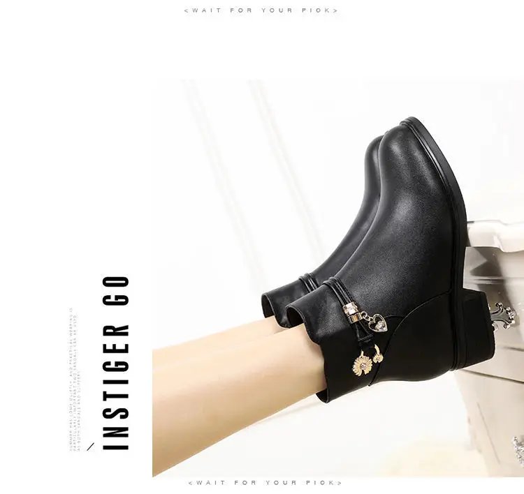 Soft Leather Women's Boots 2024 Spring Winter Thick Wool Lined Genuine Leather Woman Snow Boots Women Shoes Platform Boots