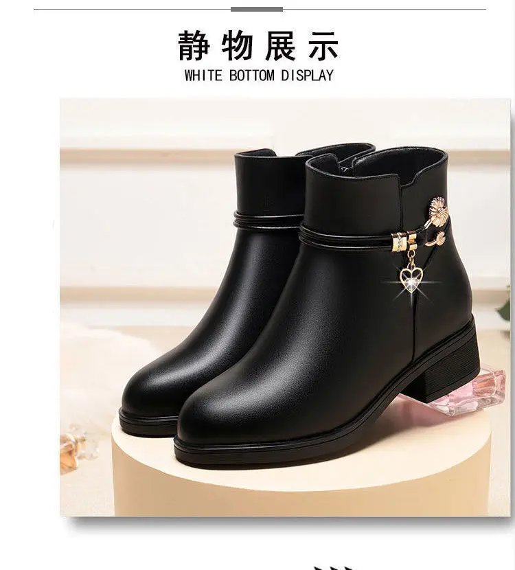 Soft Leather Women's Boots 2024 Spring Winter Thick Wool Lined Genuine Leather Woman Snow Boots Women Shoes Platform Boots