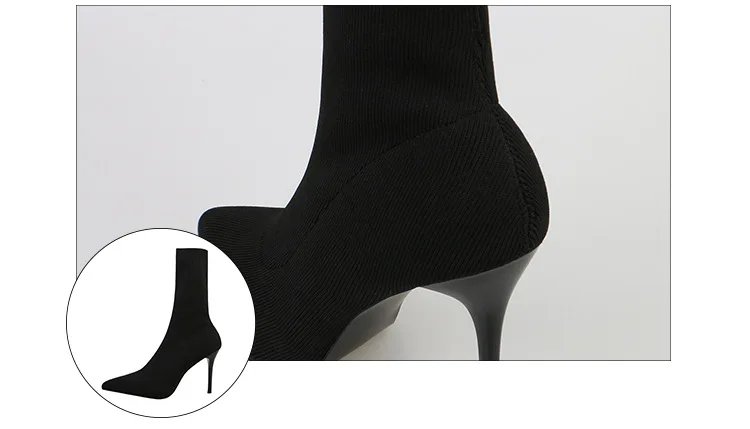 Sexy Sock Boots Knitting Stretch Boots High Heels for Women Fashion Shoes 2021 Spring Autumn Ankle Boots Female Size 42