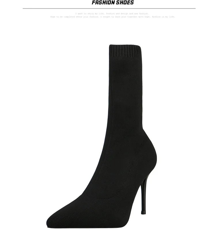 Sexy Sock Boots Knitting Stretch Boots High Heels for Women Fashion Shoes 2021 Spring Autumn Ankle Boots Female Size 42