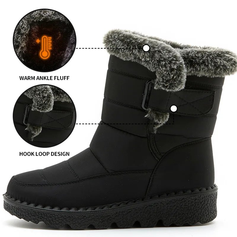Waterproof Winter Boots for Women 2023 New Fur Long Platform Snow Boots Warm Cotton Couples Shoes Hot Plush Ankle Boots Botas