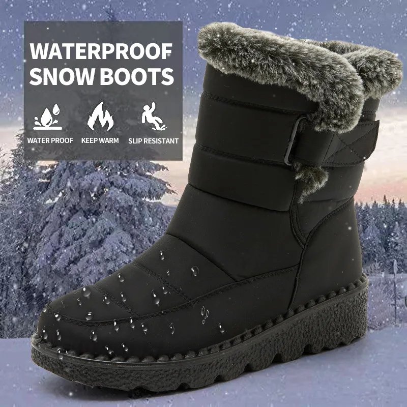 Waterproof Winter Boots for Women 2023 New Fur Long Platform Snow Boots Warm Cotton Couples Shoes Hot Plush Ankle Boots Botas