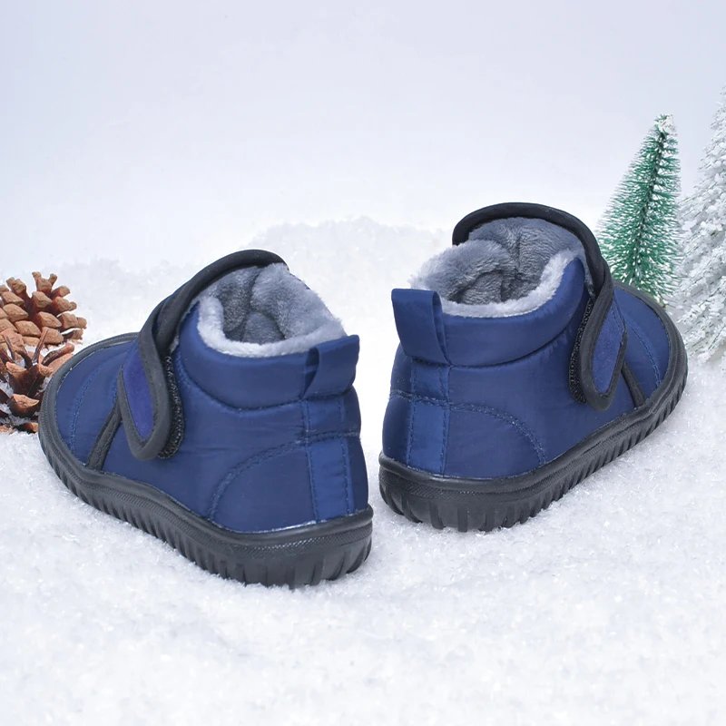High Quality Durable Kids Outdoor Anti-slip Waterproof Soft  Plush Winter Snow Short Boots E8218