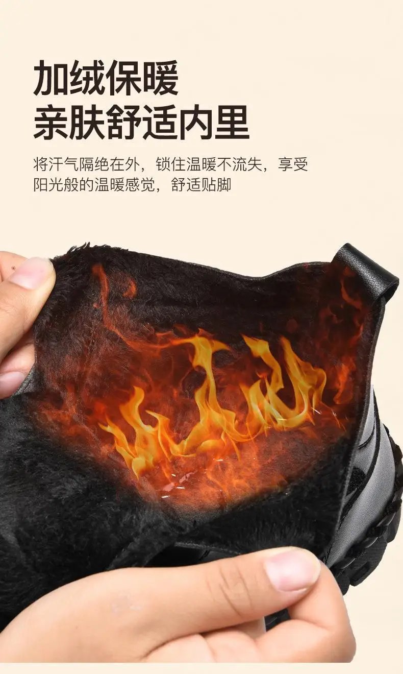 Fur Women Boots Winter Ankle Boots Hand Sewing Thread Mom Cotton Shoes for Women 2024 New Waterproof Short Snow Boot Botas Mujer