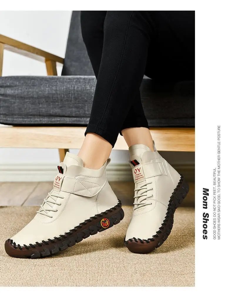 Fur Women Boots Winter Ankle Boots Hand Sewing Thread Mom Cotton Shoes for Women 2024 New Waterproof Short Snow Boot Botas Mujer