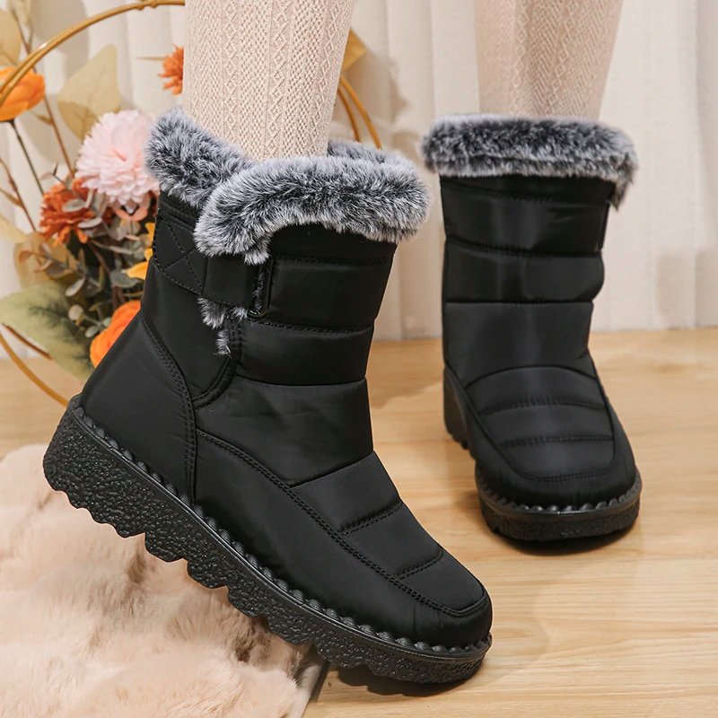 2023 Waterproof Snow Boots for Women Winter Shoes Faux Fur Plush Ankle Boots Woman Plus Size Non-Slip Warm Cotton Botas Mujer