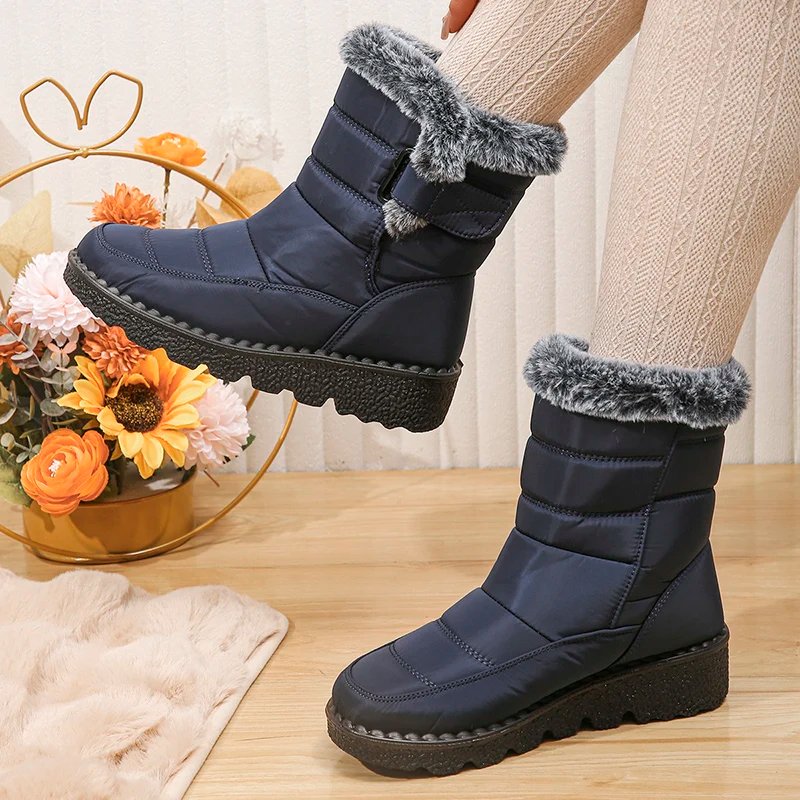 2023 Waterproof Snow Boots for Women Winter Shoes Faux Fur Plush Ankle Boots Woman Plus Size Non-Slip Warm Cotton Botas Mujer
