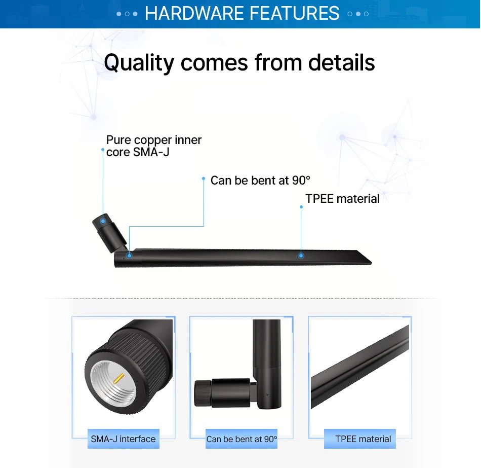 5PCS TX915-JKD-20 915MHz Lora WIFI Antenna Omnidirectional 3.5dBi SMA-J 20W Long Range Rubber Foldable Antenna For Communication