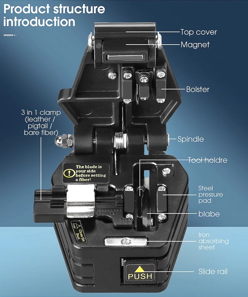 Fiber cleaver AUA-6C Cable Cutting Knife FTTT Fiber Optic Knife Tools cutter High Precision Cleaver 16 point blade