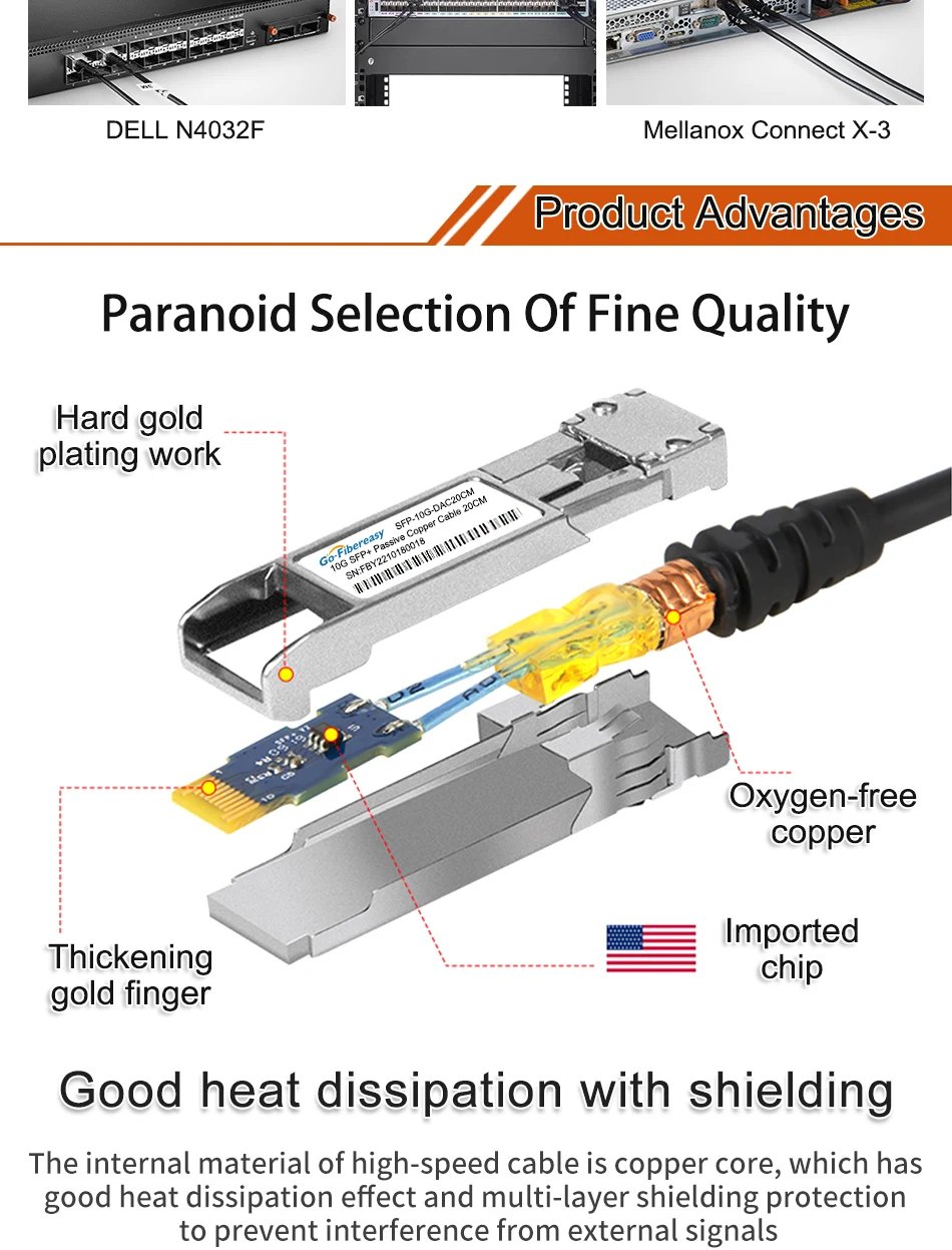 SFP DAC Cable 20cm,3m,10m 10Gb SFP+ Passive Twinax DAC Cable Compatible Cisco,Ubiquiti,Mikrotik,Netgear,HW Fiber Optic Equipment