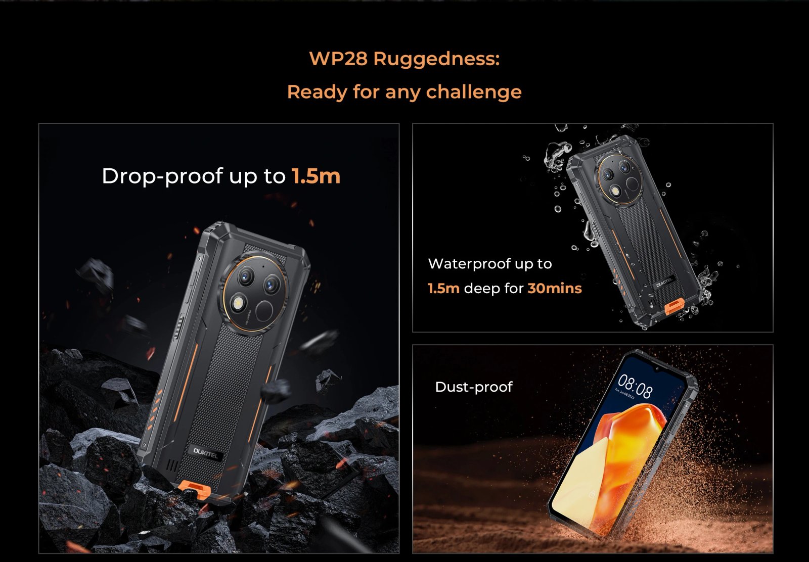 Oukitel WP28 Rugged smartphone 6.52‘' HD+ 10600mAh 8GB+256GB Android13 48MP Camera cellphone Oukitel WP28 Rugged smartphone 6.52‘' HD+ 10600mAh 8GB+256GB Android13 48MP Camera cellphone