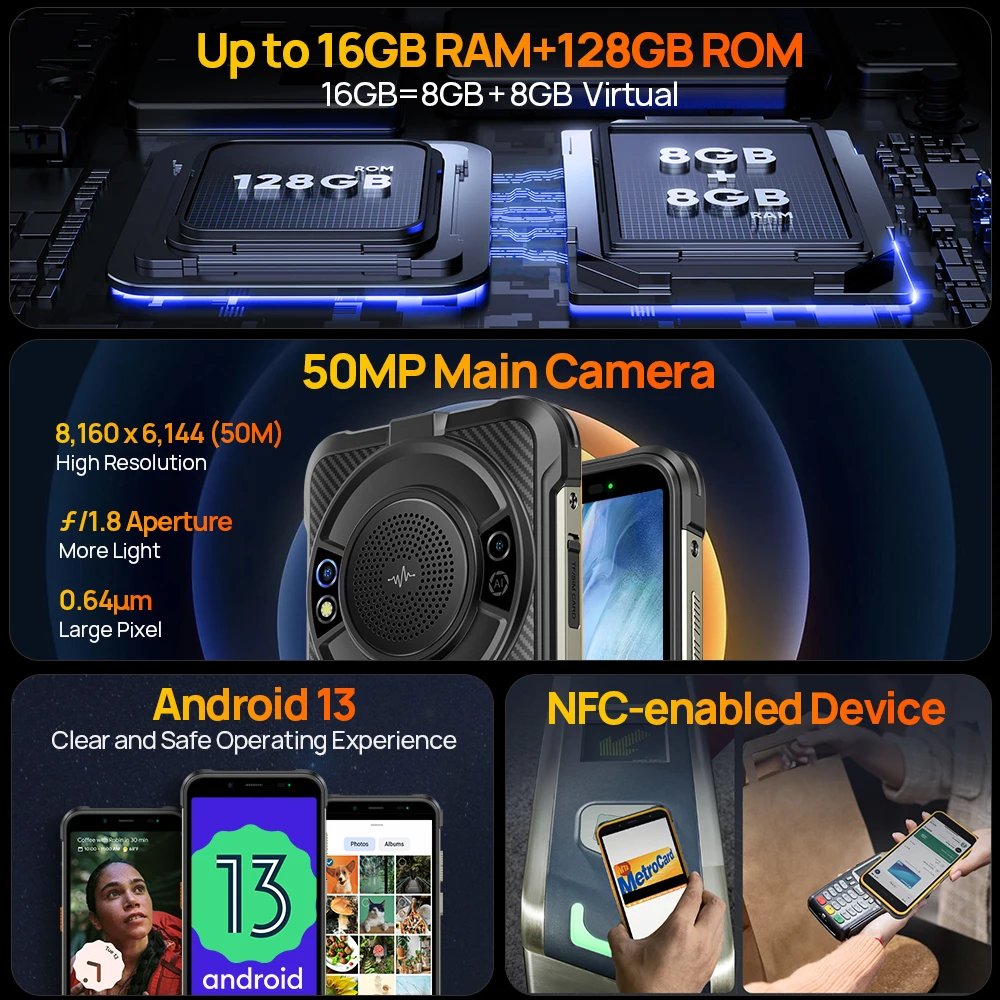 【World Premiere】Ulefone Power Armor 16S Rugged Waterproof Smartphone NFC 16GB+128GB 50MP Camera 9600mAh Android 13 Phone Global 【World Premiere】Ulefone Power Armor 16S Rugged Waterproof Smartphone NFC 16GB+128GB 50MP Camera 9600mAh Android 13 Phone Global