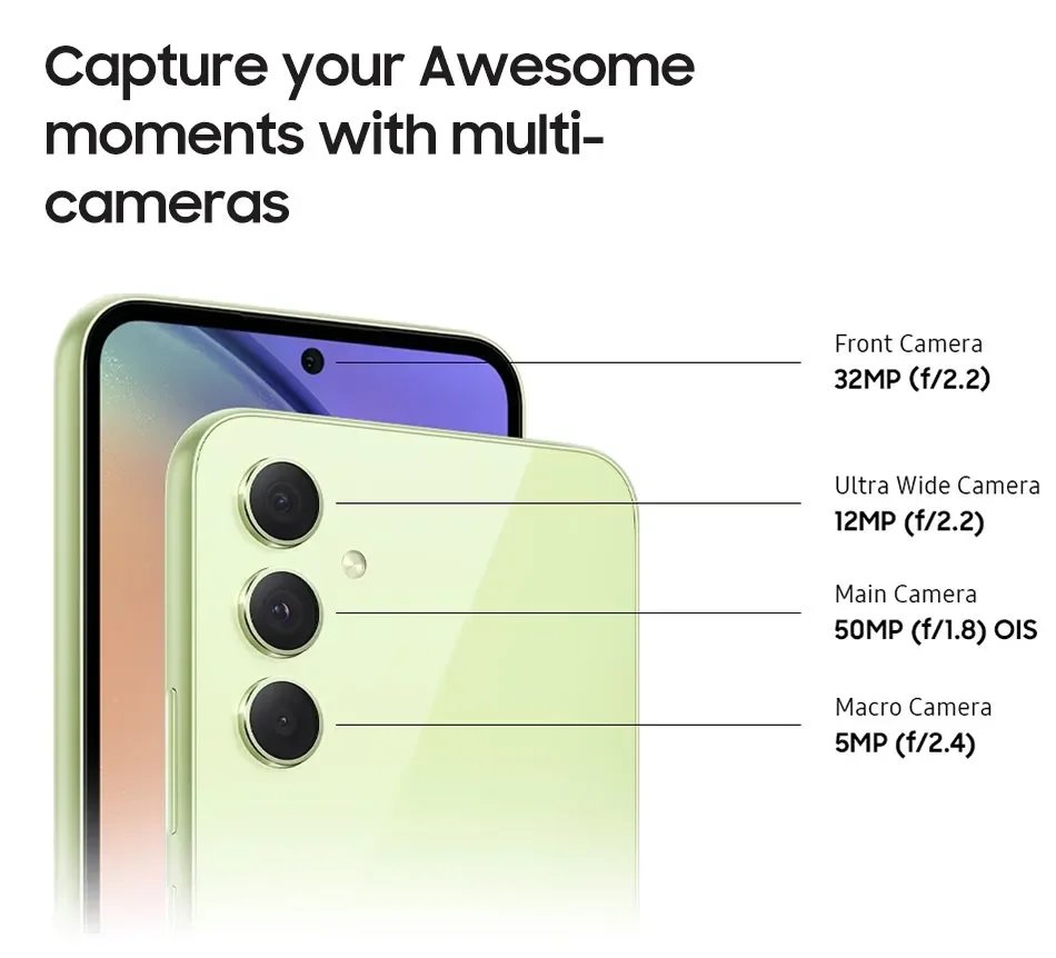 Samsung Galaxy A54 5G Smartphone Exynos 1380 Triple 50MP Camera 6.4