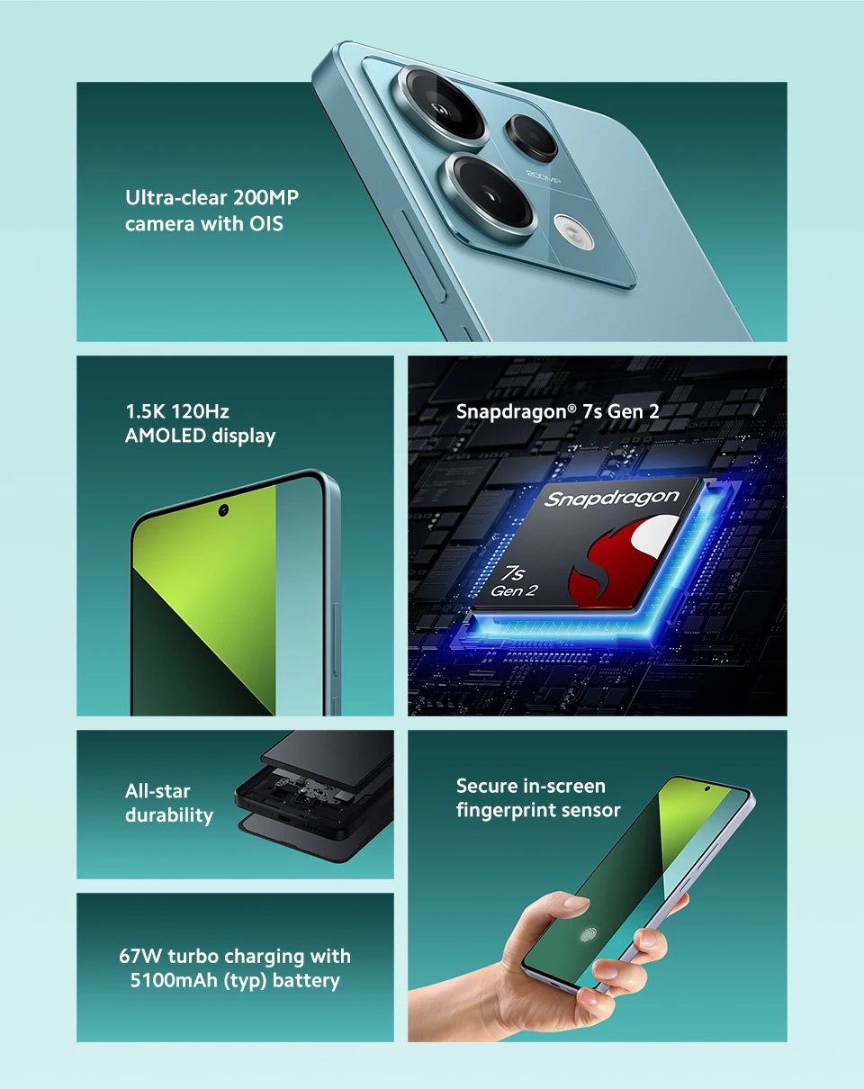 Xiaomi Redmi Note 13 Pro 5G Smartphone 8+256GB Snapdragon 7S Gen 2 6.67