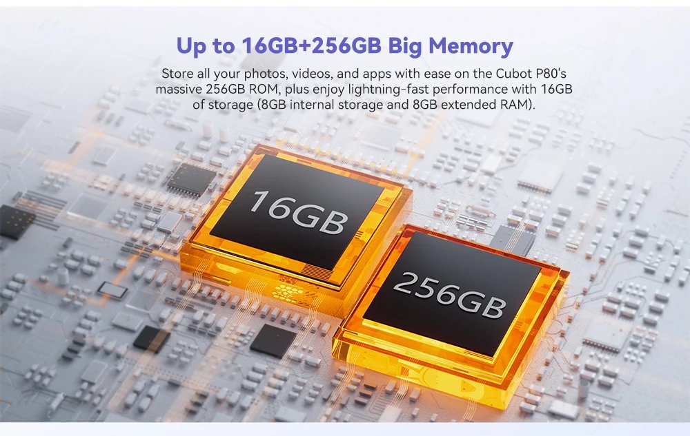 Cubot 2023 New Global Version Smartphone P80, Android 13 Phone, 8GB RAM, 256GB/512GB ROM, NFC, 6.583