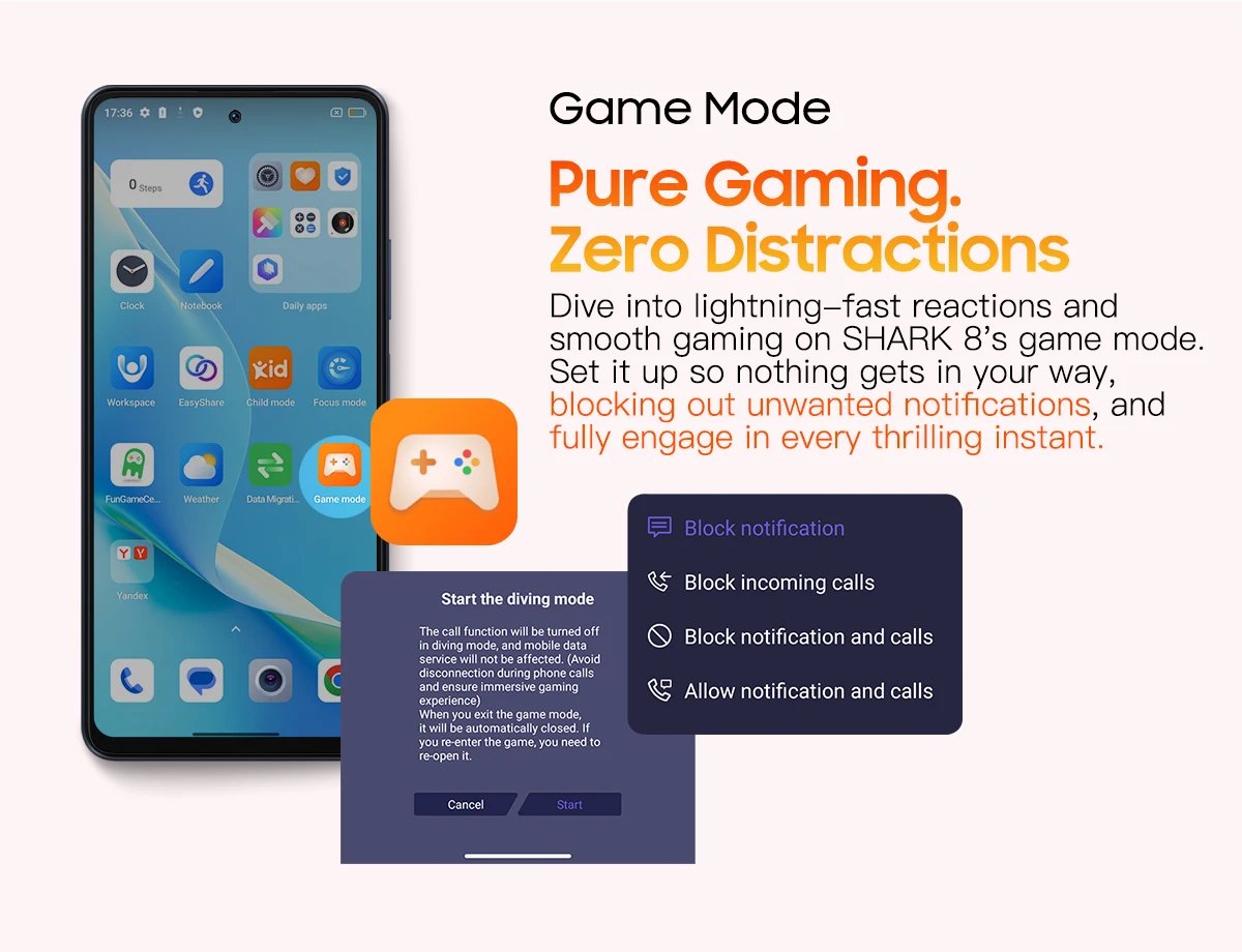 Blackview SHARK 8 Smartphone Android13 G99 Mobile Phone 6.78'' 120Hz 2.4K Display 8GB+8GB RAM, 128GB/256GB ROM 64MP Cellphone