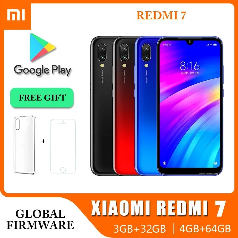 Original Xiaomi Redmi 7 Smartphone Global ROM 4+64Gb 6.26 Inch HD Screen Octa Core 4000 MAh Unlocked Android 4G Mobile Phones Original Xiaomi Redmi 7 Smartphone Global ROM 4+64Gb 6.26 Inch HD Screen Octa Core 4000 MAh Unlocked Android 4G Mobile Phones