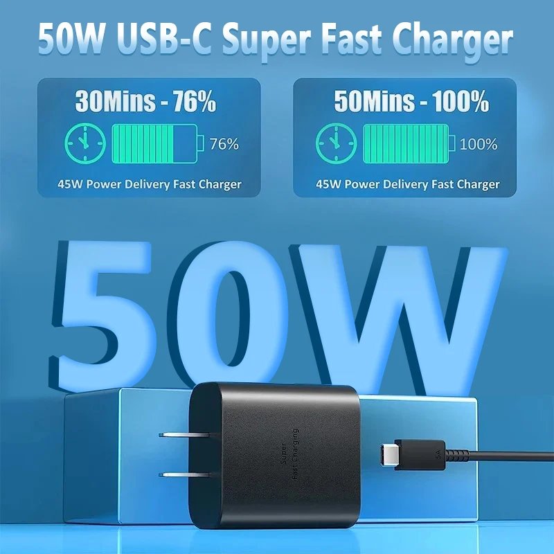 Original USB C Charger for Samsung Galaxy S Series PD Type C 50W High Speed Fast Charging Mobile Phone Adapter for IPhone 15 Pro