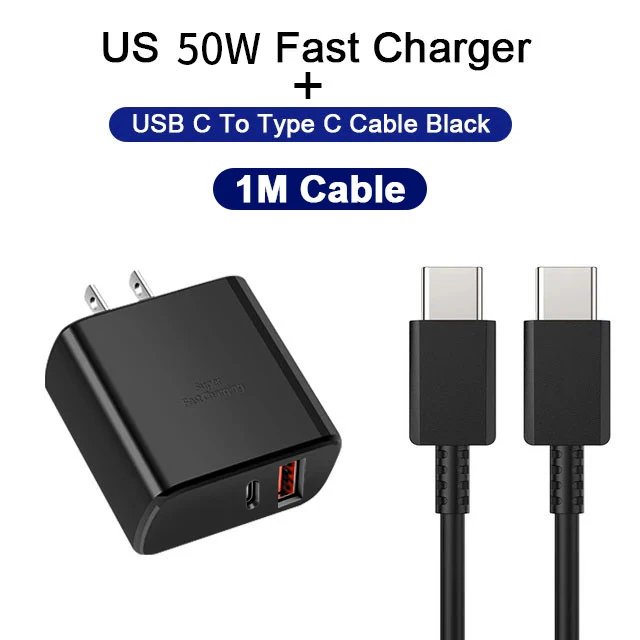 Original USB C Charger for Samsung Galaxy S Series PD Type C 50W High Speed Fast Charging Mobile Phone Adapter for IPhone 15 Pro