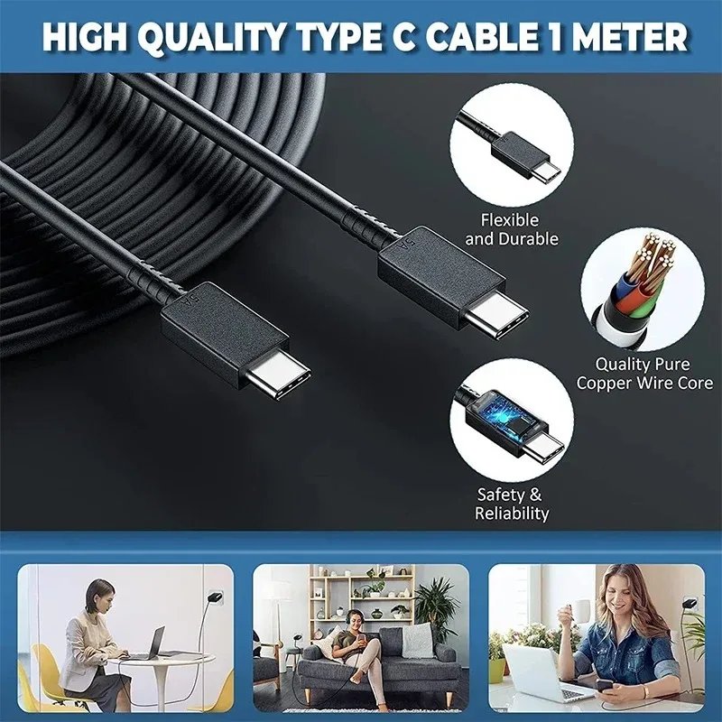 Original USB C Charger for Samsung Galaxy S Series PD Type C 50W High Speed Fast Charging Mobile Phone Adapter for IPhone 15 Pro