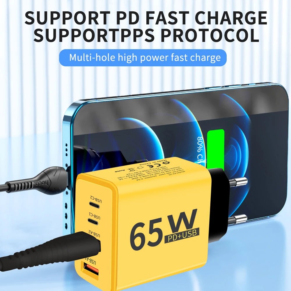 65W USB C Charger USB Fast Charger Type C Mobile Phone Charger PD Quick Charge3.0 Power Adapter for iPhone Xiaomi Samsung Huawei