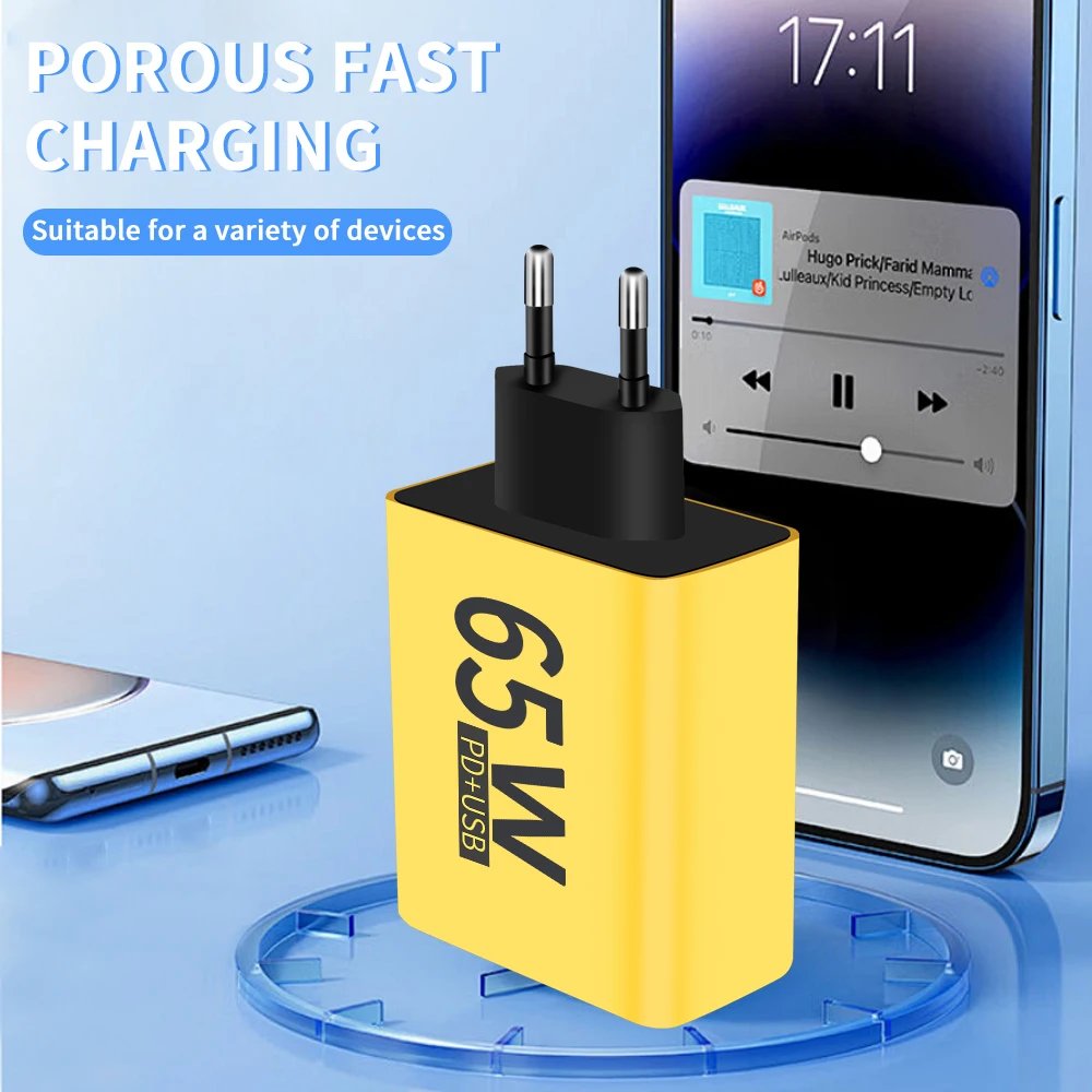 65W USB C Charger USB Fast Charger Type C Mobile Phone Charger PD Quick Charge3.0 Power Adapter for iPhone Xiaomi Samsung Huawei