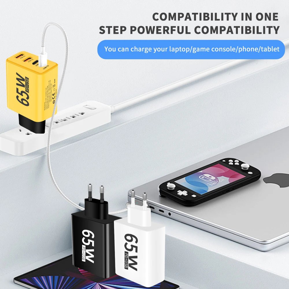 65W USB C Charger USB Fast Charger Type C Mobile Phone Charger PD Quick Charge3.0 Power Adapter for iPhone Xiaomi Samsung Huawei