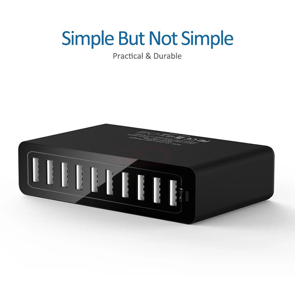 60W 10Port USB Charger for iPhone iPad Kindle Samsung Xiaomi Charging Station Dock Multi USB Charger Desktop Mobile Phone Charge