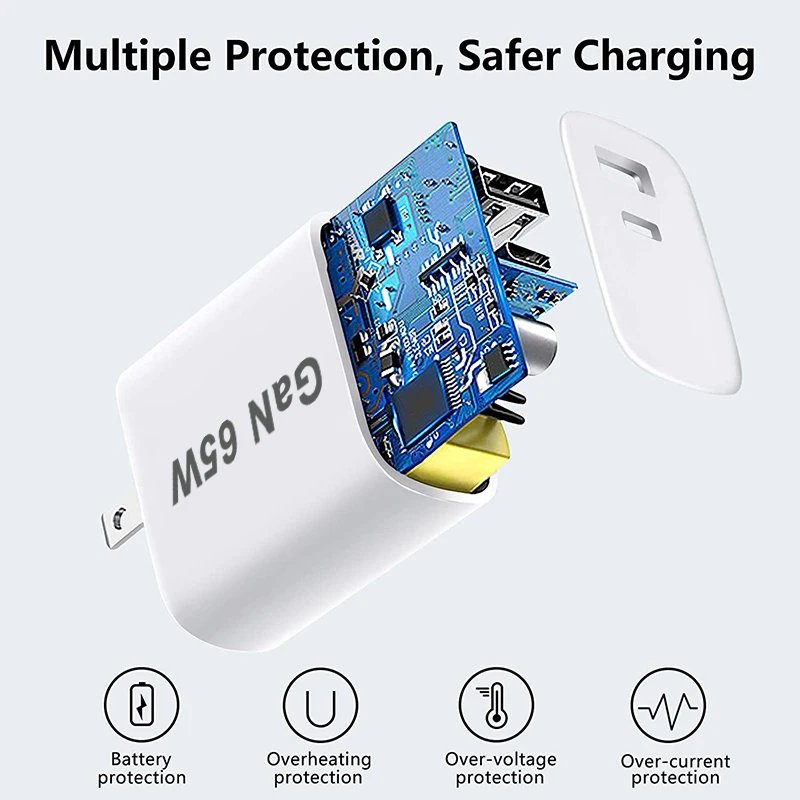 PD 65W USB Charger Fast Charging Type C Mobile Phone Adapter For iPhone 15 Huawei Quick Charge 3.0 EU/US/AU/UK Plug Wall Charger